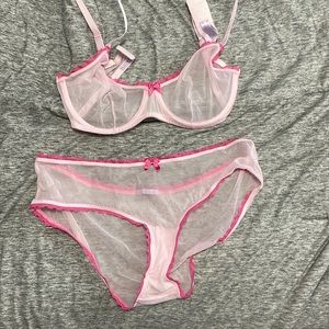 Pink Mesh Savage x Fenty Bralette and Panty Set